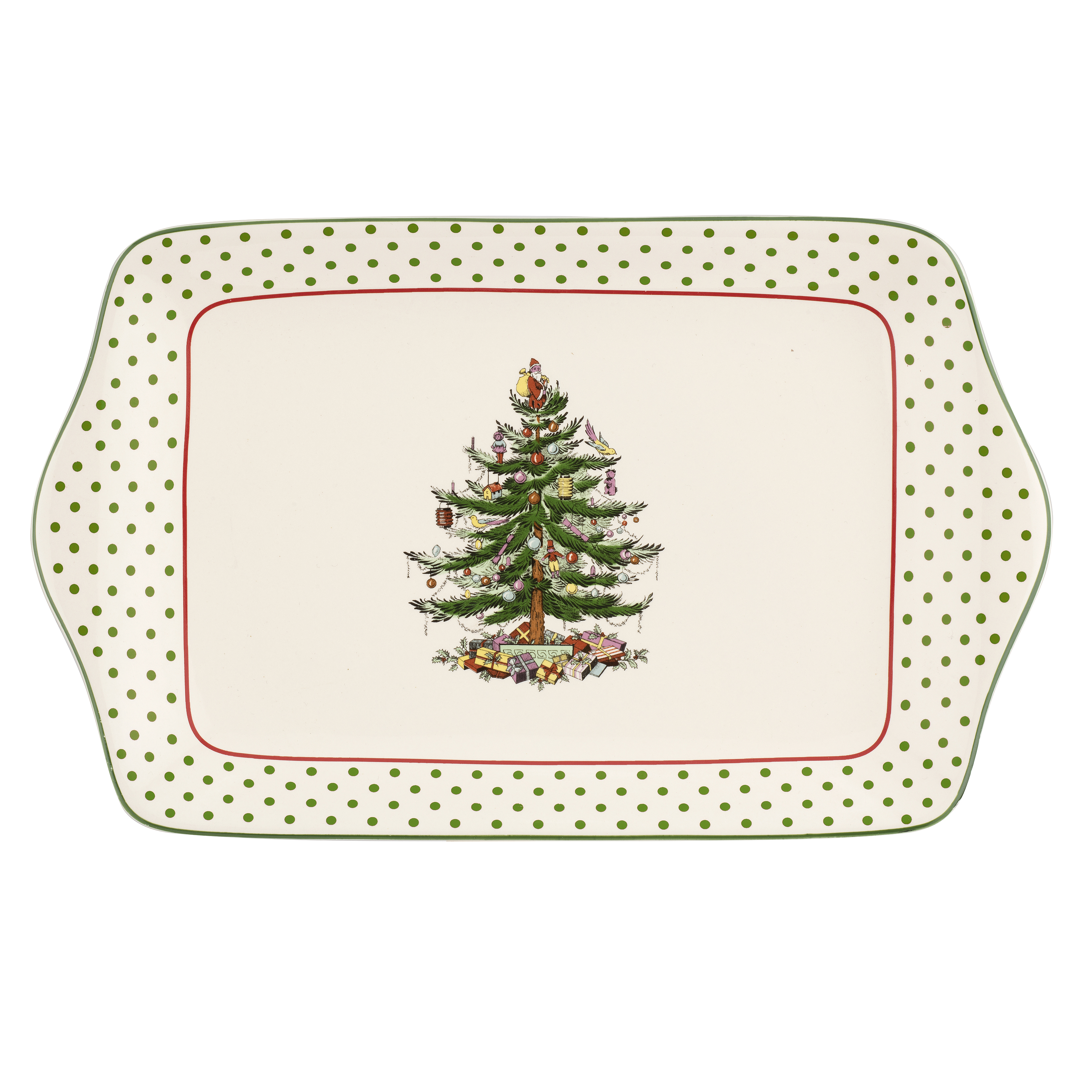 Christmas Tree Polka Dot 12 Inch Dessert Tray image number null